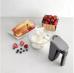 5-Speed Silver Rechargeable Cordless Hand Blender with Recipe and Instructions