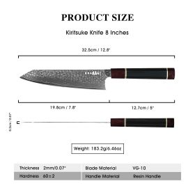 Kegani Kiritsuke Knife - 8 Inch Professional Japanese Chef's Knife 67 Layers Japanese VG-10 Damascus Steel Ultra-Sharp Kitchen Knives Gyuto Knife - Er