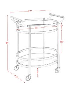 ACME Lakelyn Serving Cart, Rose Gold & Clear Glass 98192