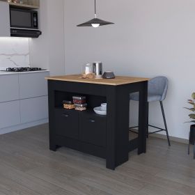 Amelia Black 2-Door Kitchen Island