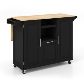 Rolling Kitchen Island Cart with Drop-Leaf Countertop ad Towel Bar