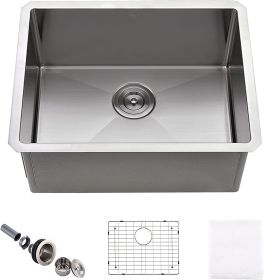 APPASO 23-Inch Single Bowl Kitchen Sink Undermount;  16-Gauge Stainless Steel 10-Inch Deep Utility Sink;  Handmade Small Bar Sink;  Undermount Kitchen