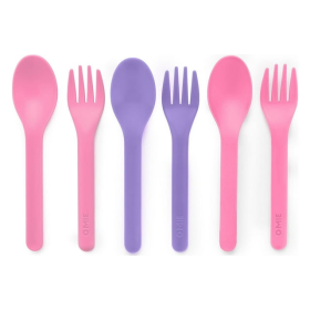 OmieBox Utensil Refill Pack for OmiePod - Matches Bubble Pink or Lilac Purple OmieBox Utensil Set with Case - Reusable, Travel