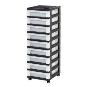 Drawer Storage Cart with Organizer Top Black