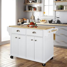 Cambridge Natural Wood Top Kitchen Island with Storage (Color: as Pic)