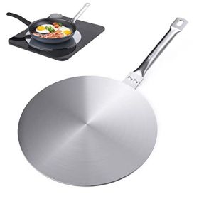 7.5/8/9.25Inch Heat Diffuser Simmer Ring Plate, Stainless Steel with Stainless Handle, Induction Adapter Plate for Gas Stove Glass Cooktop Converter (size: 8Inch)