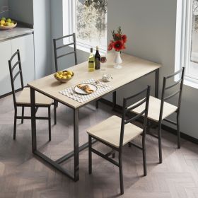 Five-piece set table and chair with backrest, industrial style, solid structure (Color: as Pic)